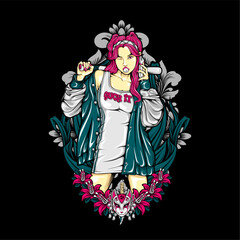 Fototapeta premium girl holding baseball bat illustration