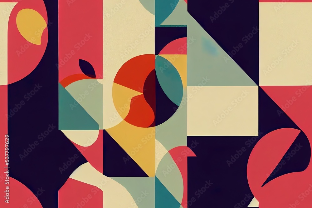 Poster mid century geometric abstract pattern with simple shapes and beautiful color palette. simple geomet