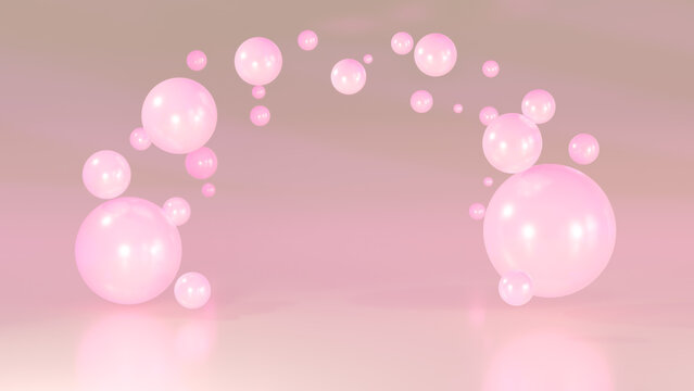 3D cosmetic rendering Serum bubbles of various colors on a blurred background. Design of collagen bubbles. Elements of Moisturizing and Serum Concept. Concept of vitamins for beauty and personal care.