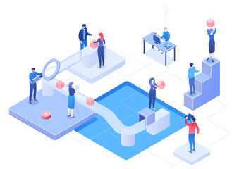 Work process isometric illustration