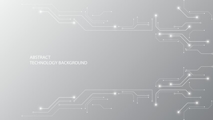 Obraz premium Gray and white technology background image Line design for communication connections in digital systems Hi-tech technology pattern
