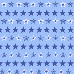 Stars christmas pattern. Winter pattern. Seamless pattern with blue and white stars on light blue background