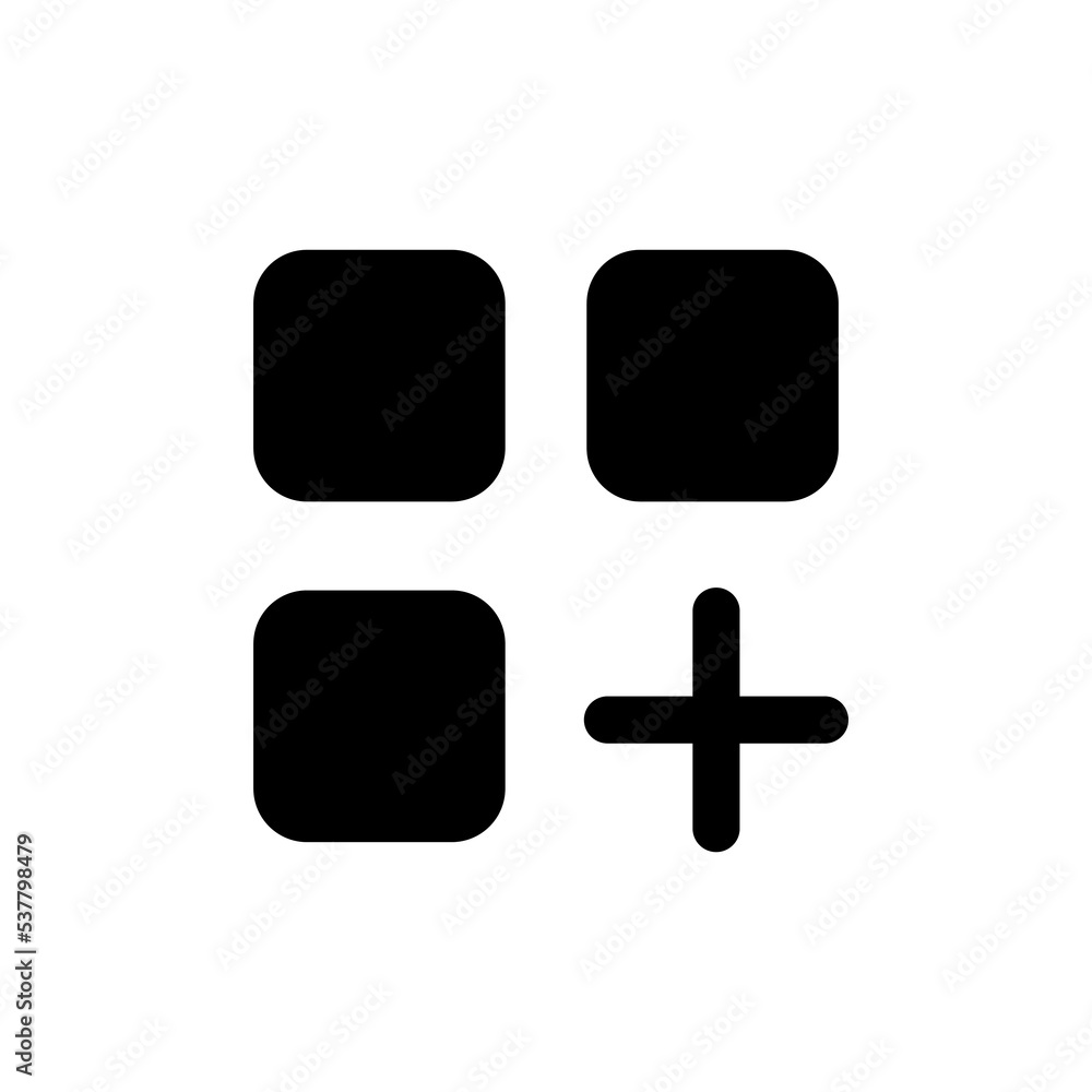 Poster menu with add option black glyph ui icon. website functions. communication. user interface design. s