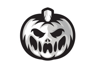 Halloween pumpkin vector silhouette. Pumpkin in witch hat scary illustration. aggressive icon, isolated white background. Smile funny evil with trick or treat quote