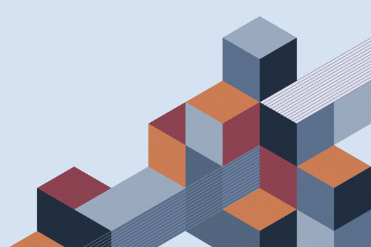 Geometric isometric mosaic shapes background