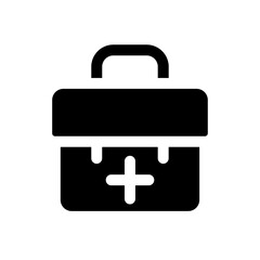 Briefcase with plus black glyph ui icon. Business communication online. User interface design. Silhouette symbol on white space. Solid pictogram for web, mobile. Isolated vector illustration