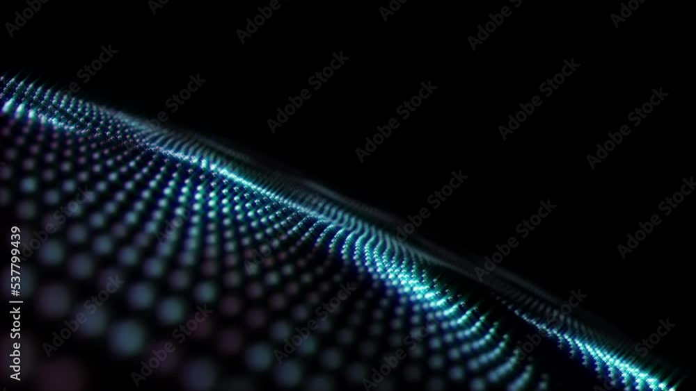 Poster abstract futuristic mesh blue glowing star dots digital luxurious sparkling wave particles flows on 