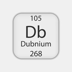 Dubnium symbol. Chemical element of the periodic table. Vector illustration.