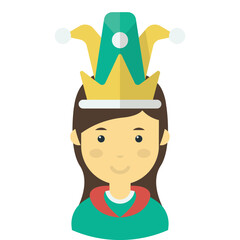 girl wearing a clown hat illustration in minimal style