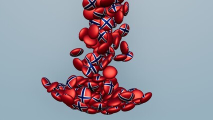 3D rendering of actual colored candy with a flag of Norway , isolated 