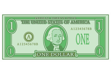 US one dollar bill. Vector illustration.