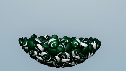 3D rendering of actual colored candy with a flag of Pakistan , isolated 