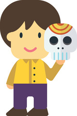 boy and fancy mask illustration in minimal style