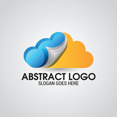 Abstract cloud logo design. Storage creative symbol. Universal vector icon. Data software weather sign, Logo template of cloud and fire. Simple flat style. Vector logo template ready for use.