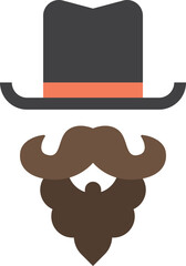 fake mustache and top hat illustration in minimal style