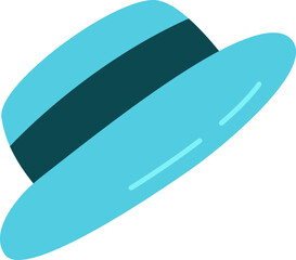 Hat flat icon Elegant blue decor for snowman
