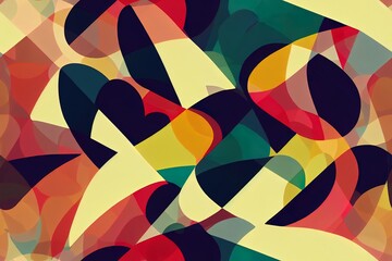 Obraz premium Colorful seamless pattern, background, header, collage with different shapes and textures. 2d illustration. Trendy colors