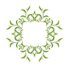 Fototapeta premium Art pattern green tea leaves isolated on transparent background. (.PNG)