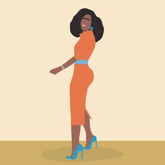 Stylish African Woman in elegant line art style vector abstract
