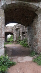 an arc in the rock castle ruin Hohenbourg in the Northern Vosges in the Departement Haut-Rhin of the region Grand Est Alsace in France in the month of September 2022