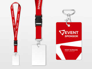 Wide ribbon lanyard template with identification card