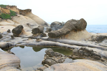 Yehliu natural landscape at Yehliu Geopark in Taiwan 19 April 2011