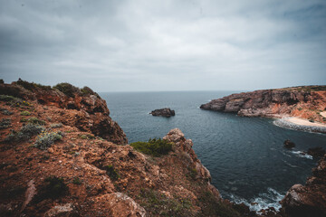 Fototapeta premium Coastal landscape with sea, rocks, beaches and horizon 