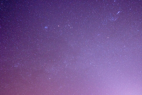 Night Photo With Purple Starry Sky