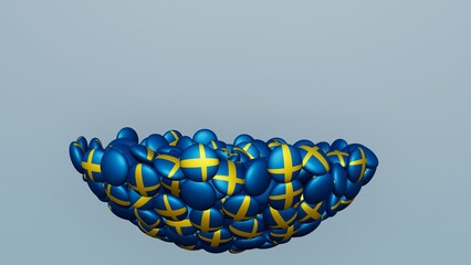 3D rendering of actual colored candy with a flag of Sweden , isolated 