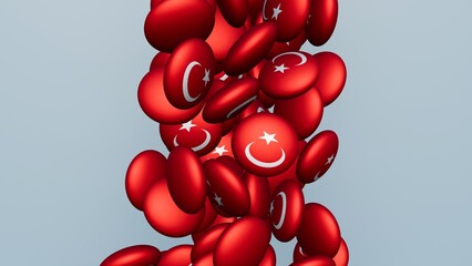 3D rendering of actual colored candy with a flag of Turkey , isolated 