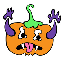 cartoon style vector illustration halloween pumpkins