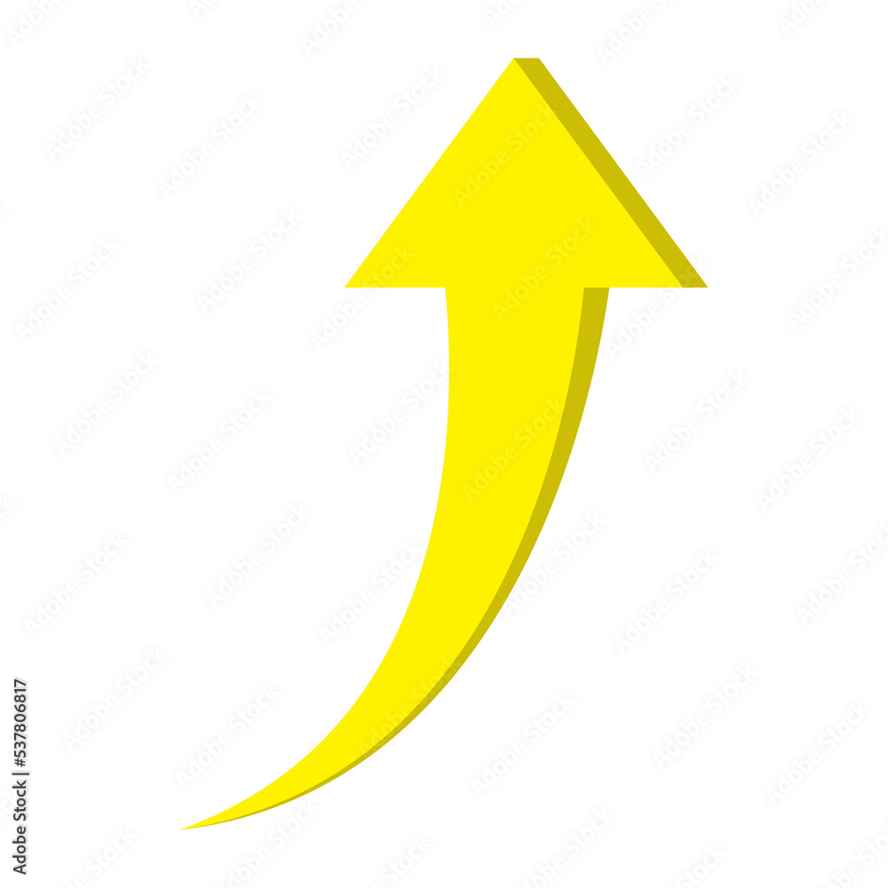 Aufkleber yellow arrow up. arrow up icon. color flat ui for website. top symbol for button isolated on white b