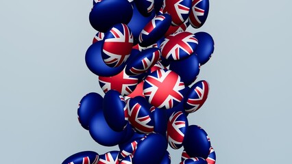 3D rendering of actual colored candy with a flag of United Kingdom , isolated 