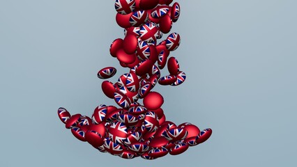 3D rendering of actual colored candy with a flag of United Kingdom , isolated 