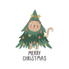 vector image of a cute Christmas cat