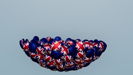 3D rendering of actual colored candy with a flag of United Kingdom , isolated 
