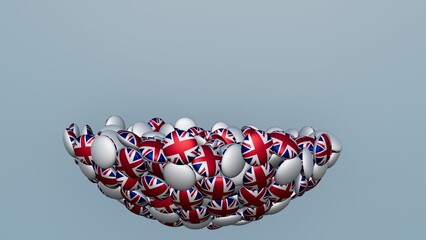 3D rendering of actual colored candy with a flag of United Kingdom , isolated 