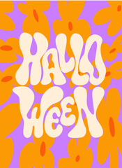 Vector set of Halloween party invitations or greeting cards with handwritten calligraphy and traditional symbols. Vector illustration