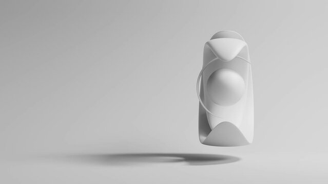 3d render of abstract figures with loop rotation. Minimal design. Clean and bright light. Monochrome gamma.