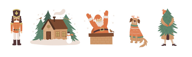 vector set of beautifyl Christmas themed scenes