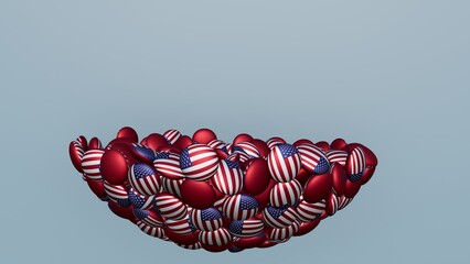 3D rendering of actual colored candy with a flag of the United States , isolated 