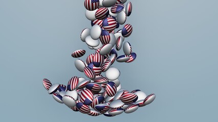 3D rendering of actual colored candy with a flag of the United States , isolated 