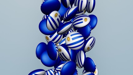 3D rendering of actual colored candy with a flag of Uruguay , isolated 