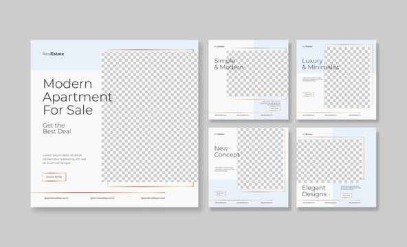 Modern apartment real estate social media post template