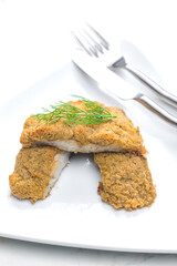 carp fried in breadcrumbs crust