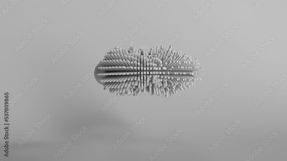 Poster 3d render of loopable torus transformation with extruding spikes. data processing concept.