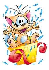 Chat cartoon cadeau