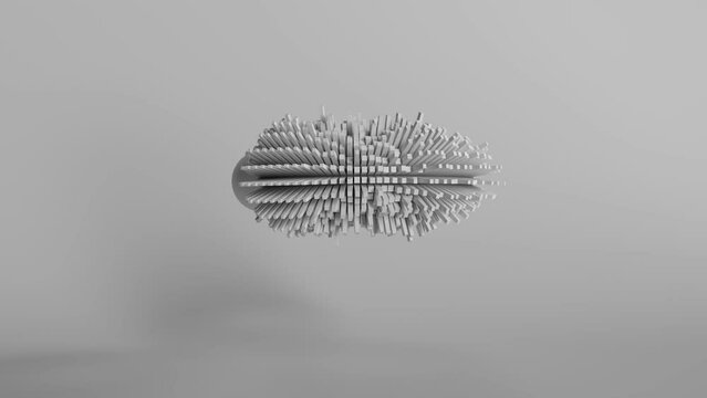 3d render of loopable torus transformation with extruding spikes. Data processing concept.
