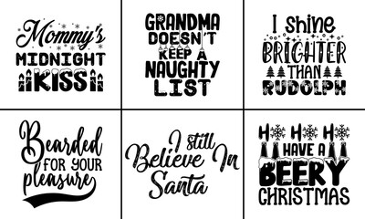 Fototapeta premium Christmas Typography T-shirt Design Bundle