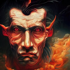 Portrait of devil, Illustration, drawing, 3d illustration, 3d render